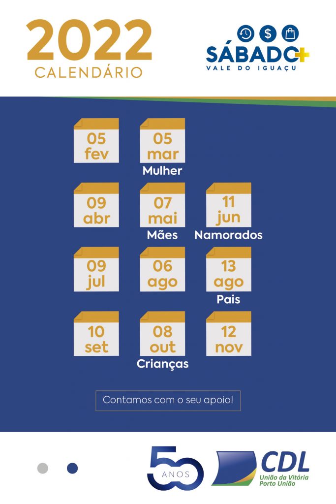 Arte com horários do Sábado+ da CDL