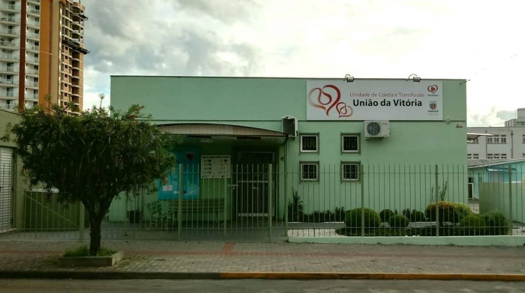 Imagem da fachada do Hemocentro de União da Vitória onde é possível realizar a doação de sangue