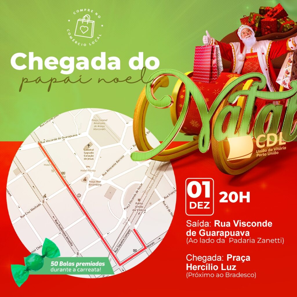 Chegada do Papai Noel dá início à programação de Natal no Vale do Iguaçu